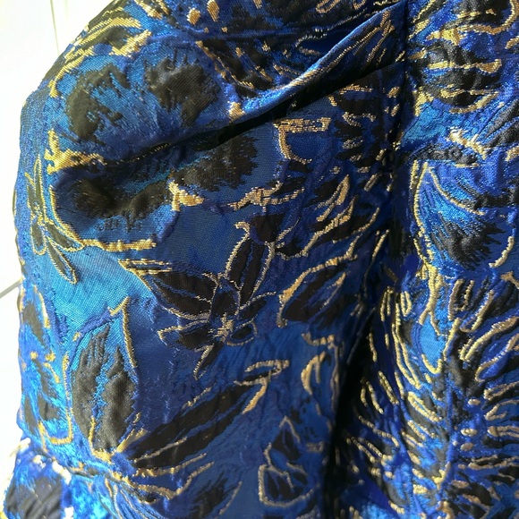 LILLY PULITZER Blue Grotto Top Twilight Floral Brocade with Gold Accents - Picture 3 of 5